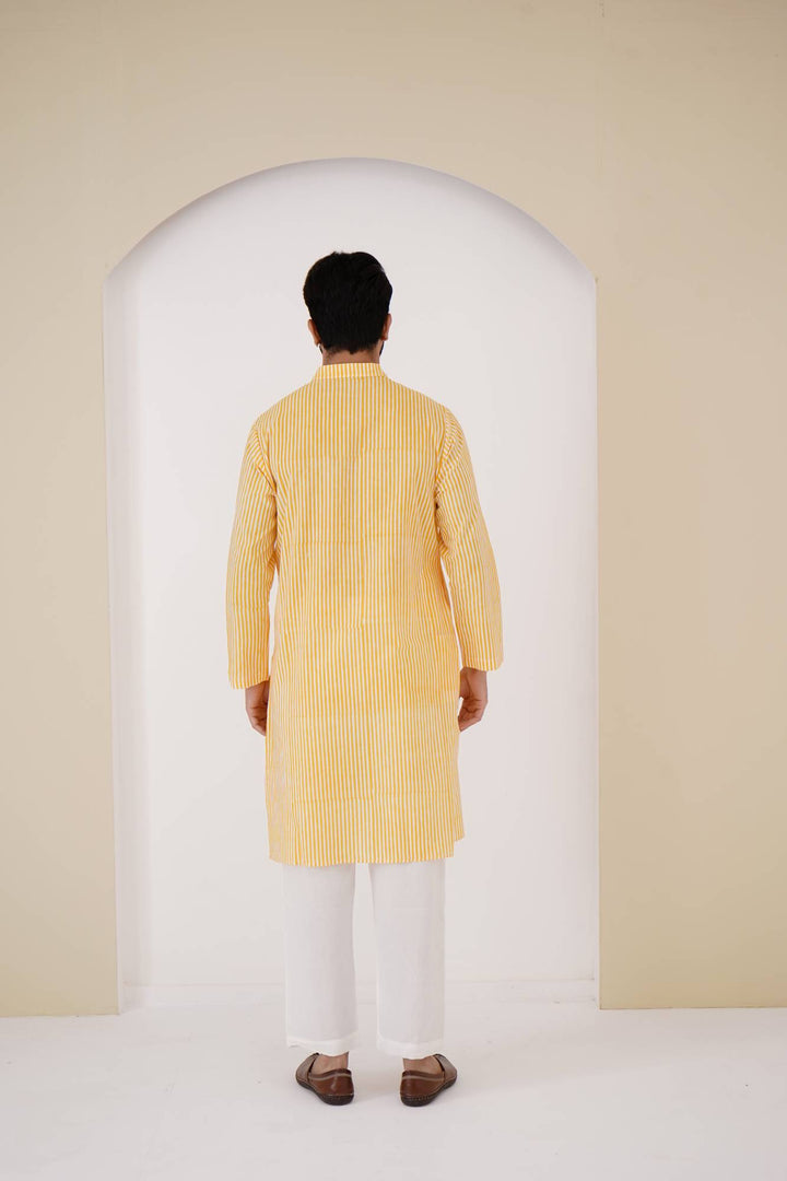 Yellow Stripe Kurta Set