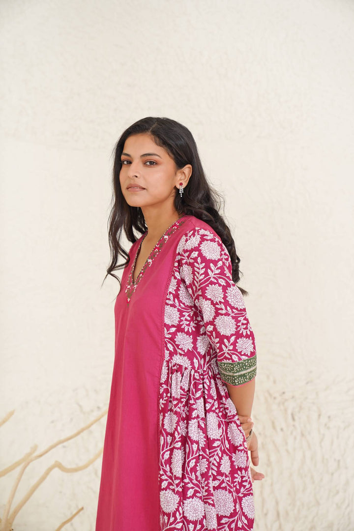 Cherry jubliee kurta with wide leg pants