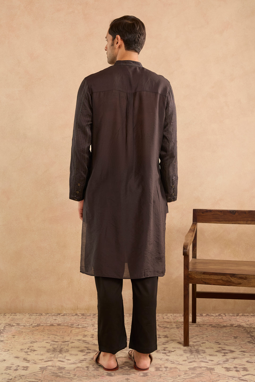 Black Lotus Chanderi Stripe Kurta