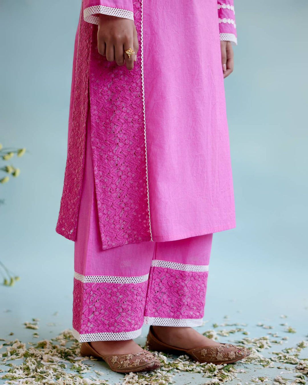 Neon Pink Kurta with Wide Leg Pants