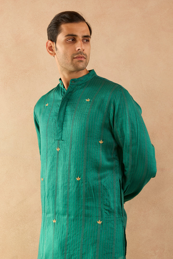 Green Dori Silk Chanderi Kurta