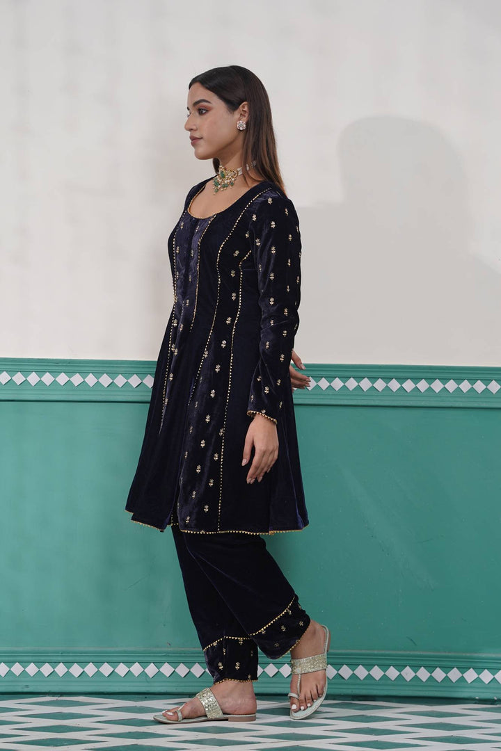 Velvet Flora Anarkali Set