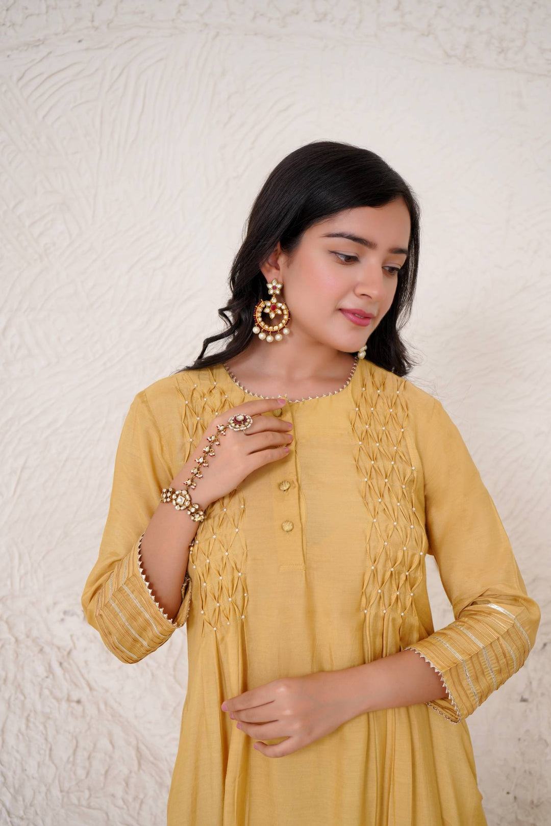 Pearl Gold Kurta with Wide Leg Pants