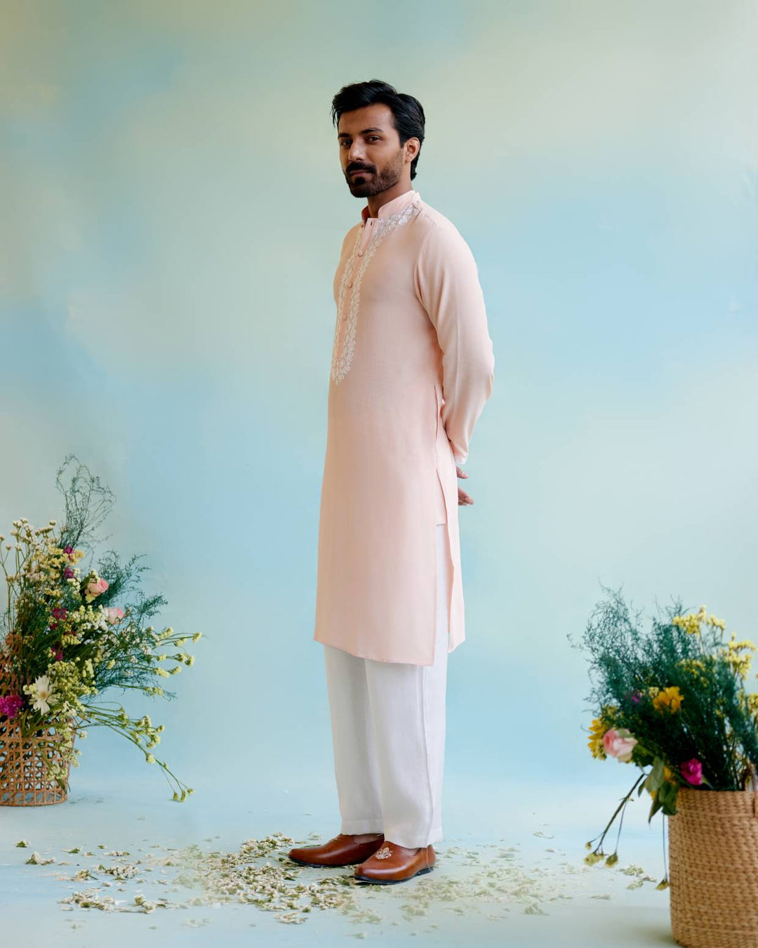 Blush Bloom Dori Kurta with Narrow Pants