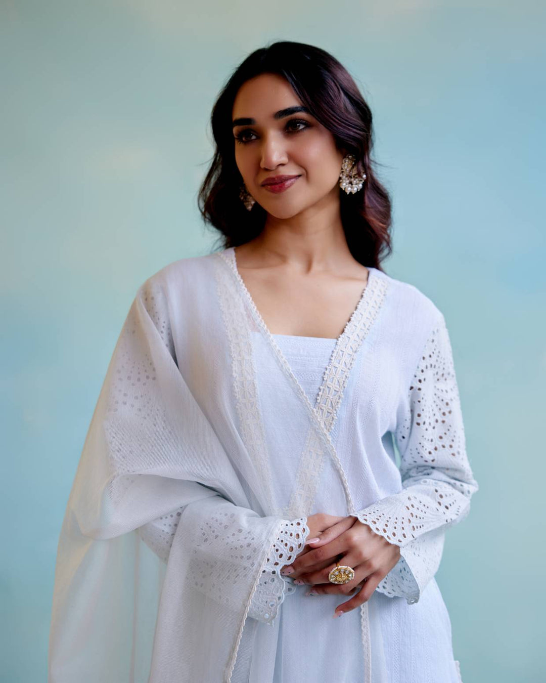Periwinkle Blue Kurta with Narrow Pants