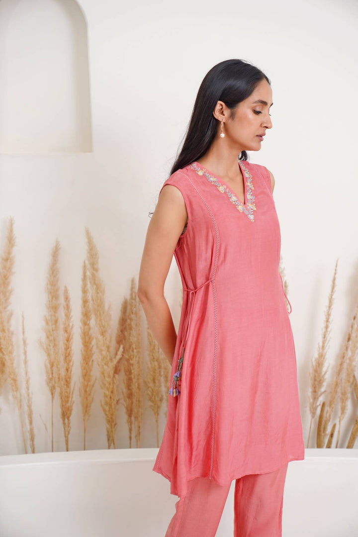 Sunkist Blush Kurta with narrow pants