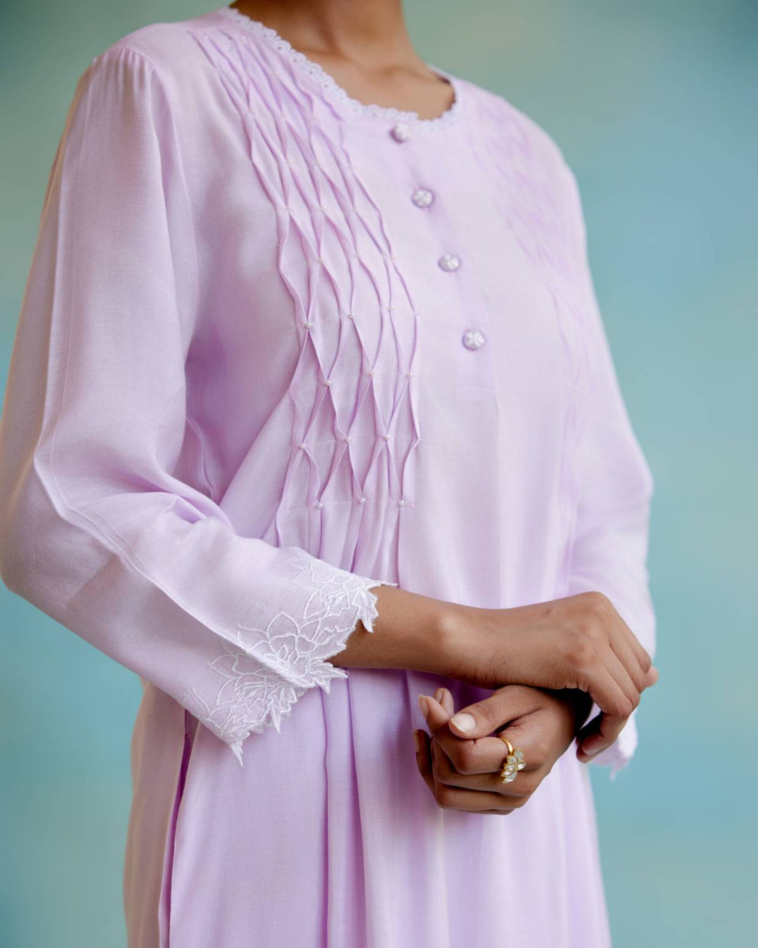 Lilac Pearl Kurta with Wide Leg Pants
