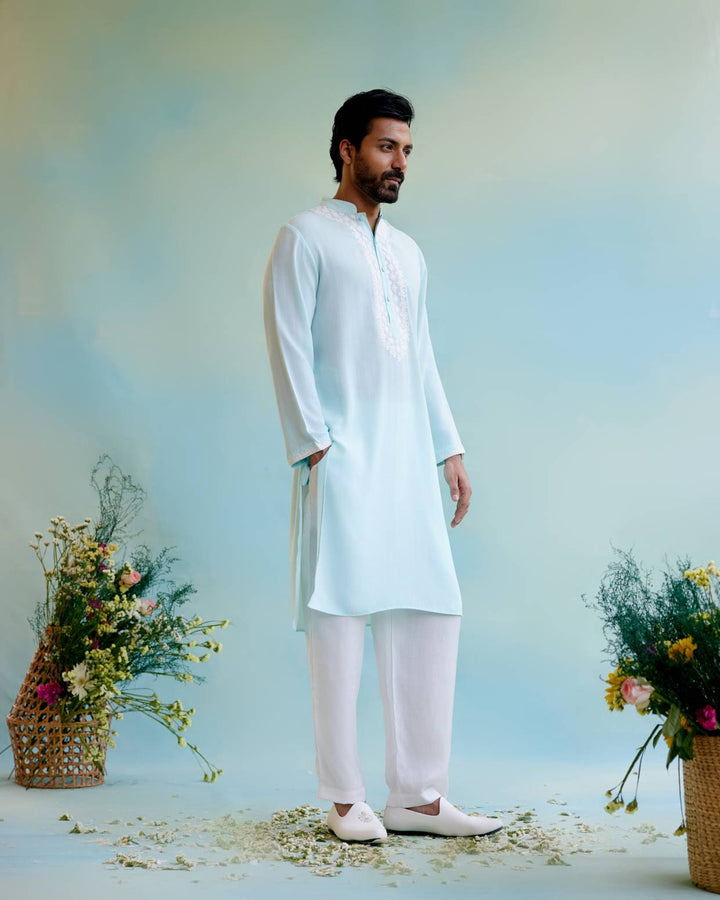 Dreamy Blue Dori Kurta with Narrow Pants
