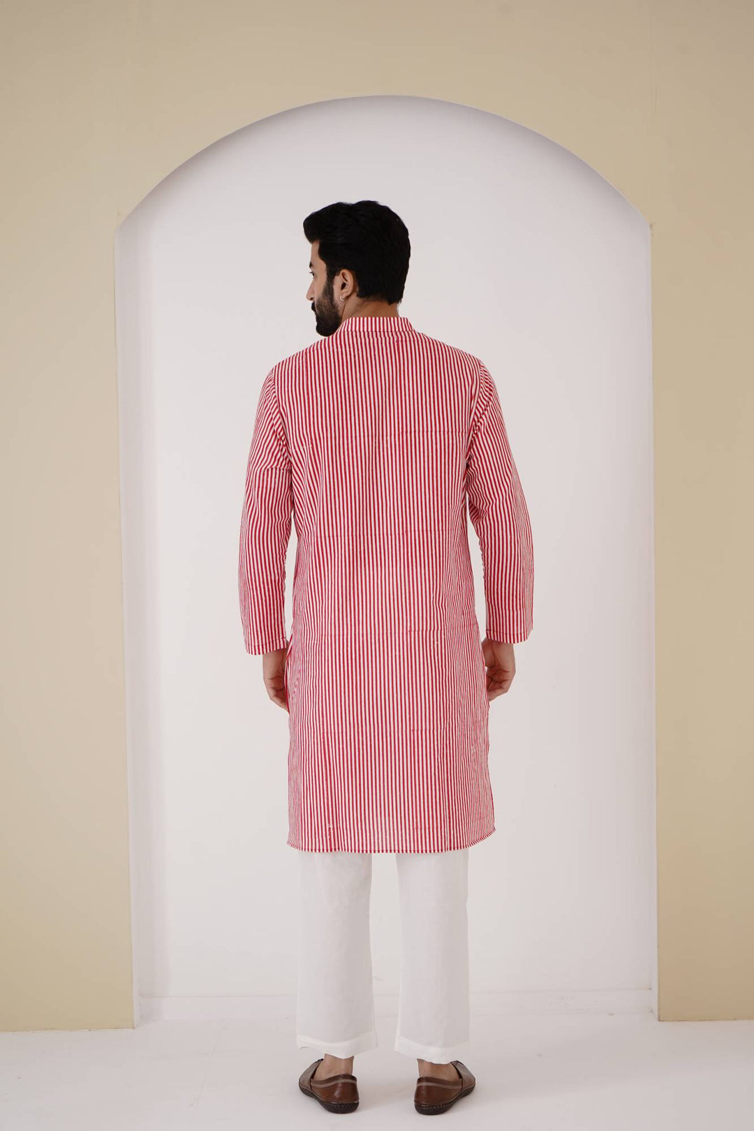 Red Stripe Kurta Set