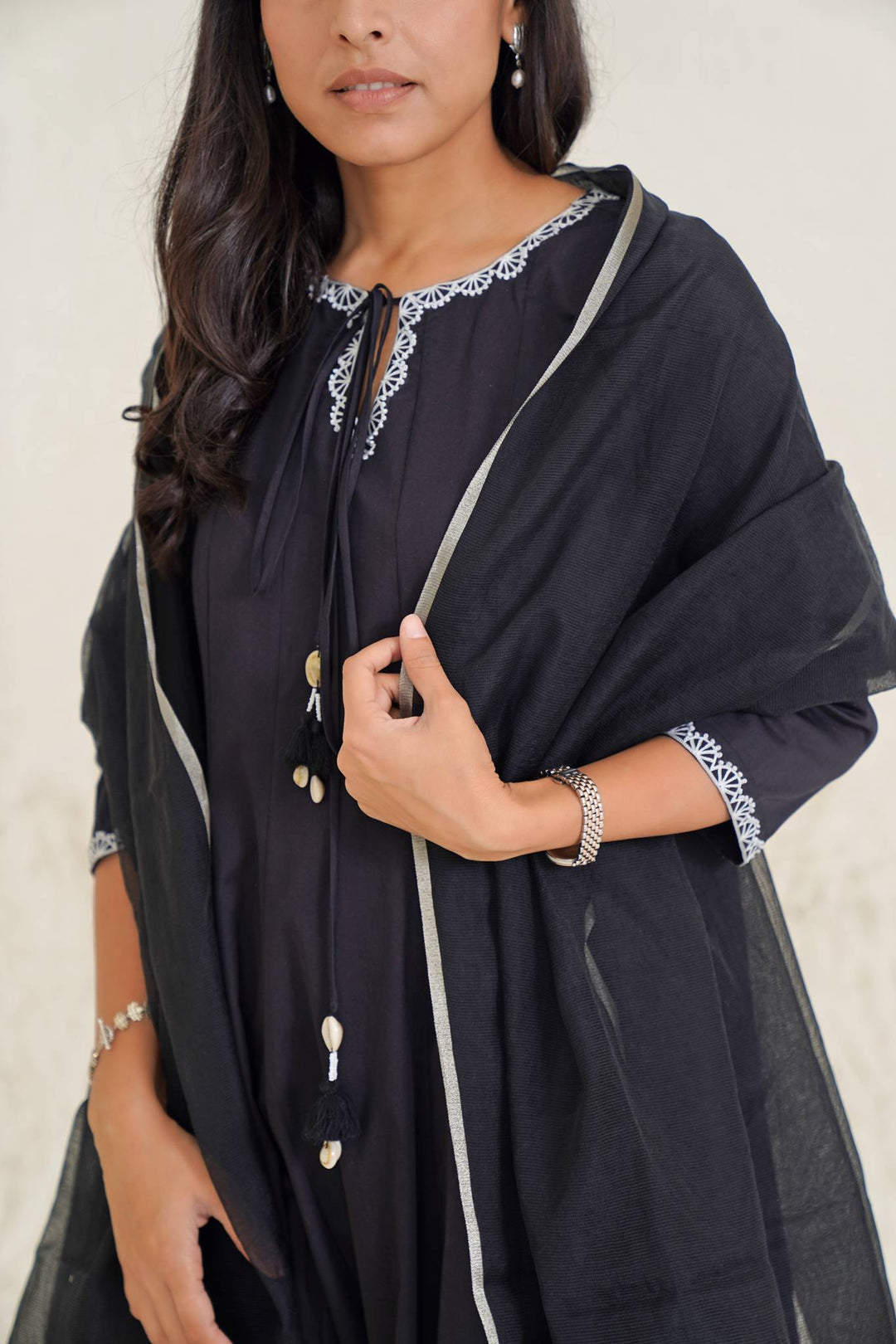 Olive Black Kurta with Pegged Pants