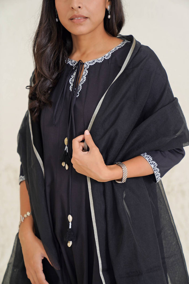 Olive Black Kurta with Pegged Pants