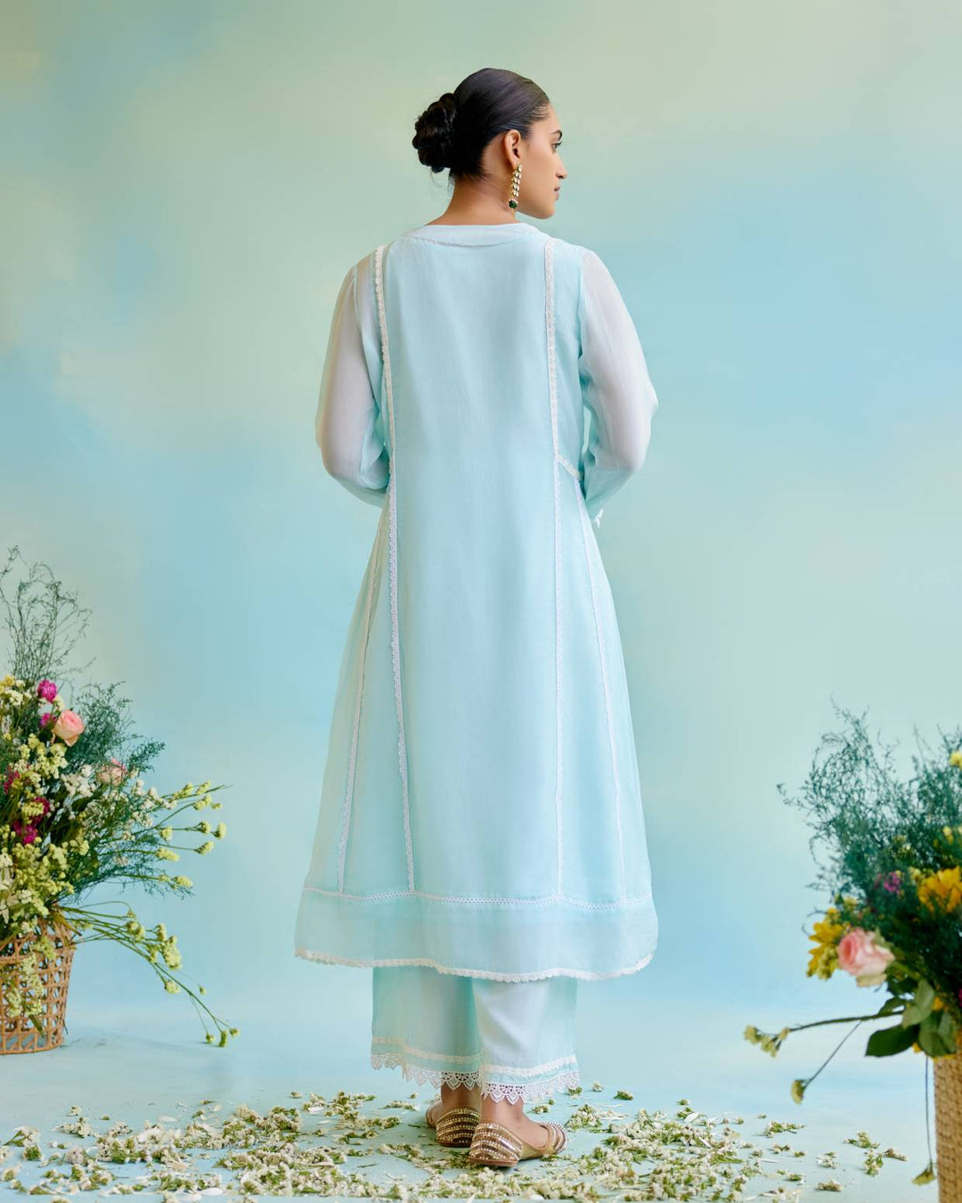Dreamy Blue Anarkali with Wide Leg pants