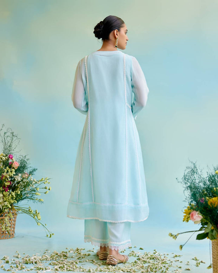 Dreamy Blue Anarkali with Wide Leg pants