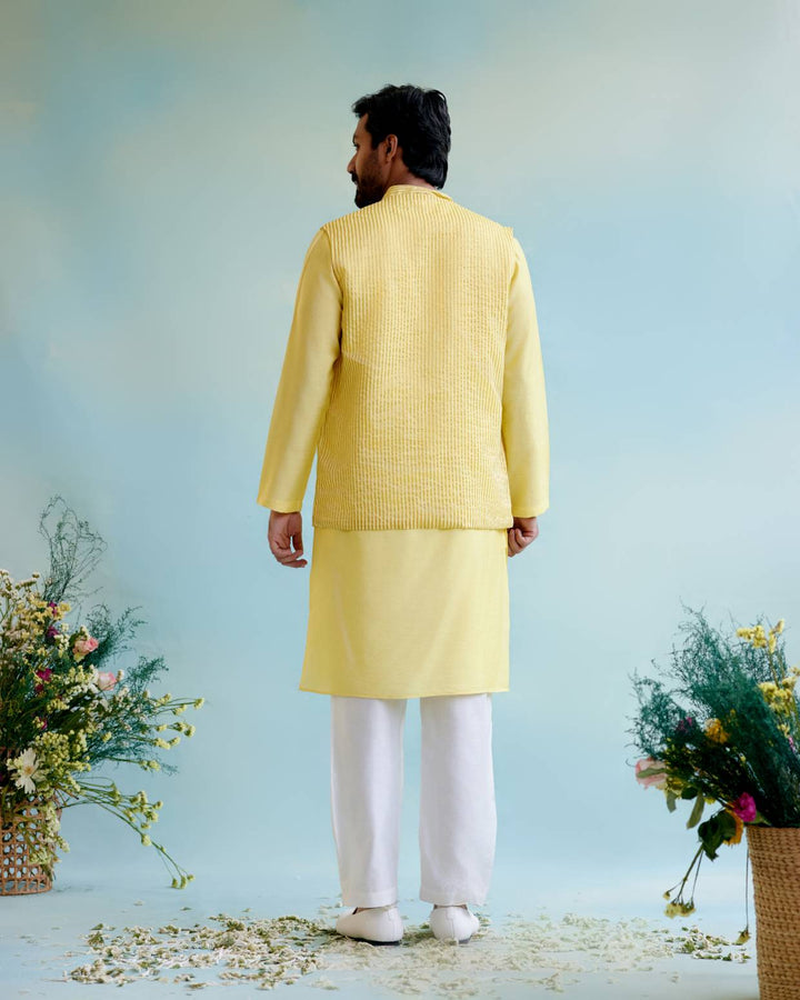 Sunshine Glow Stripe Tissue Nehru Jacket