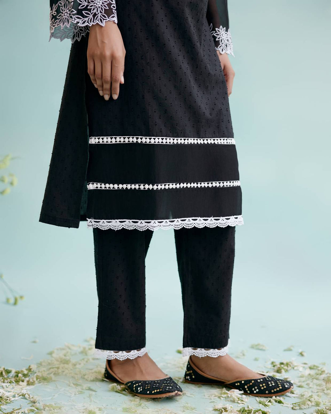 Black Lily Kurta with Narrow Pants