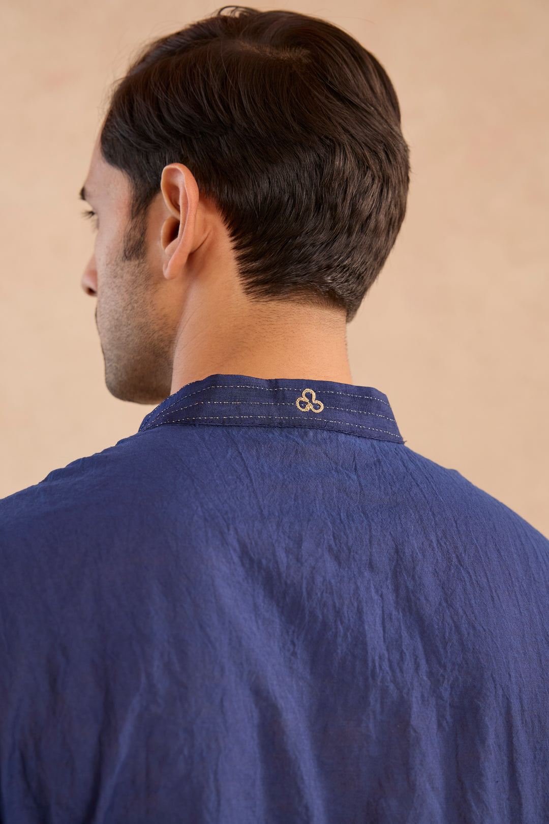 Navy Bloom Silk Chanderi Kurta
