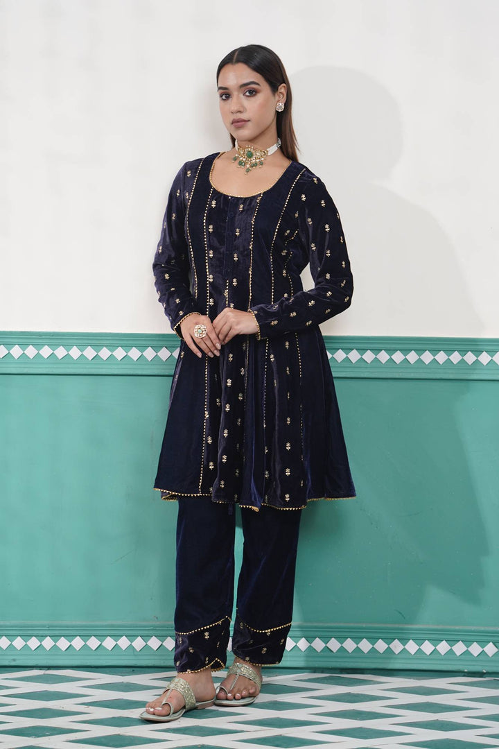 Velvet Flora Anarkali Set