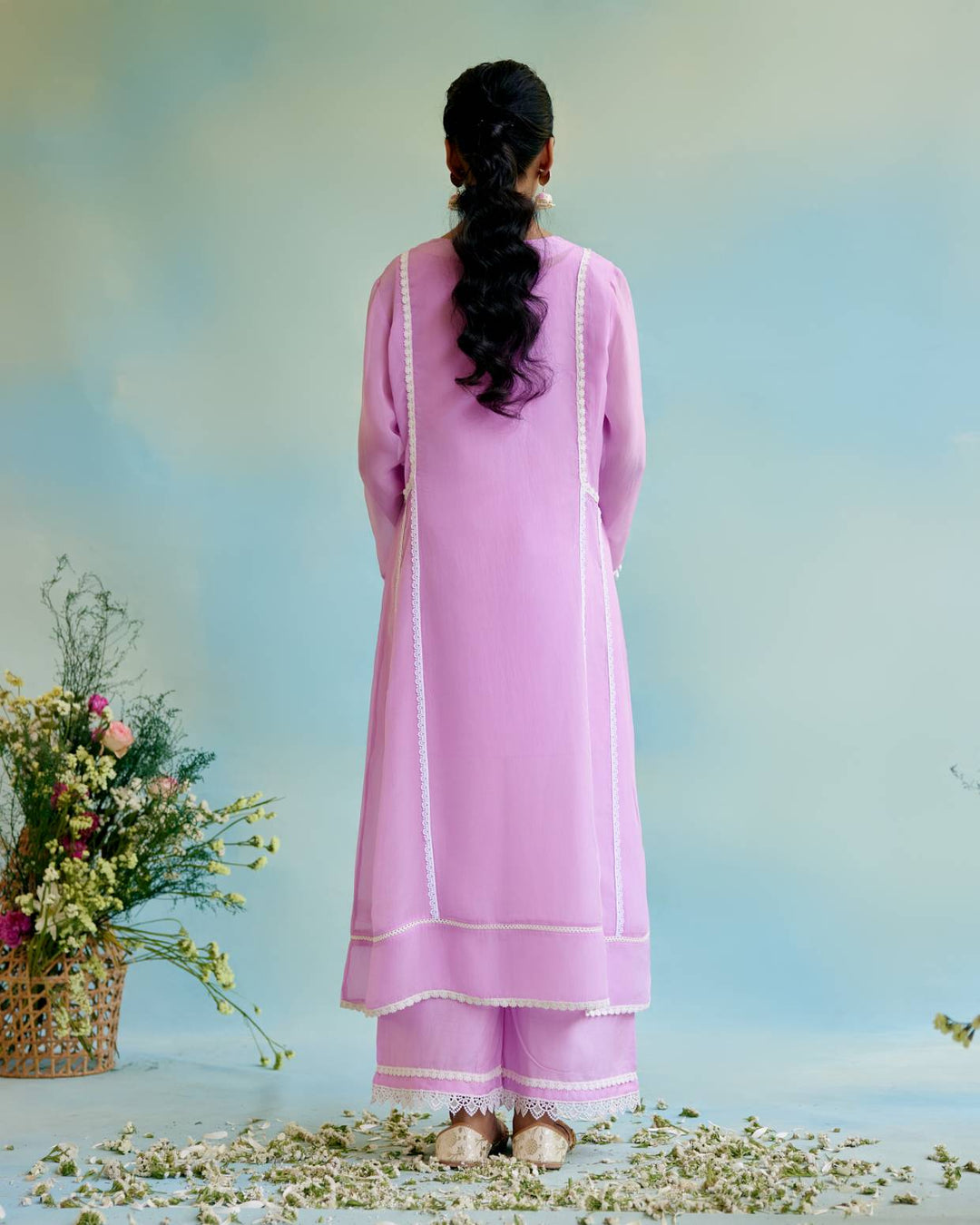 Lilac Glory Anarkali with Wide Leg Pants