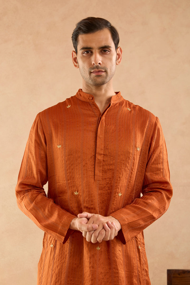 Brown Dori Silk Chanderi Kurta