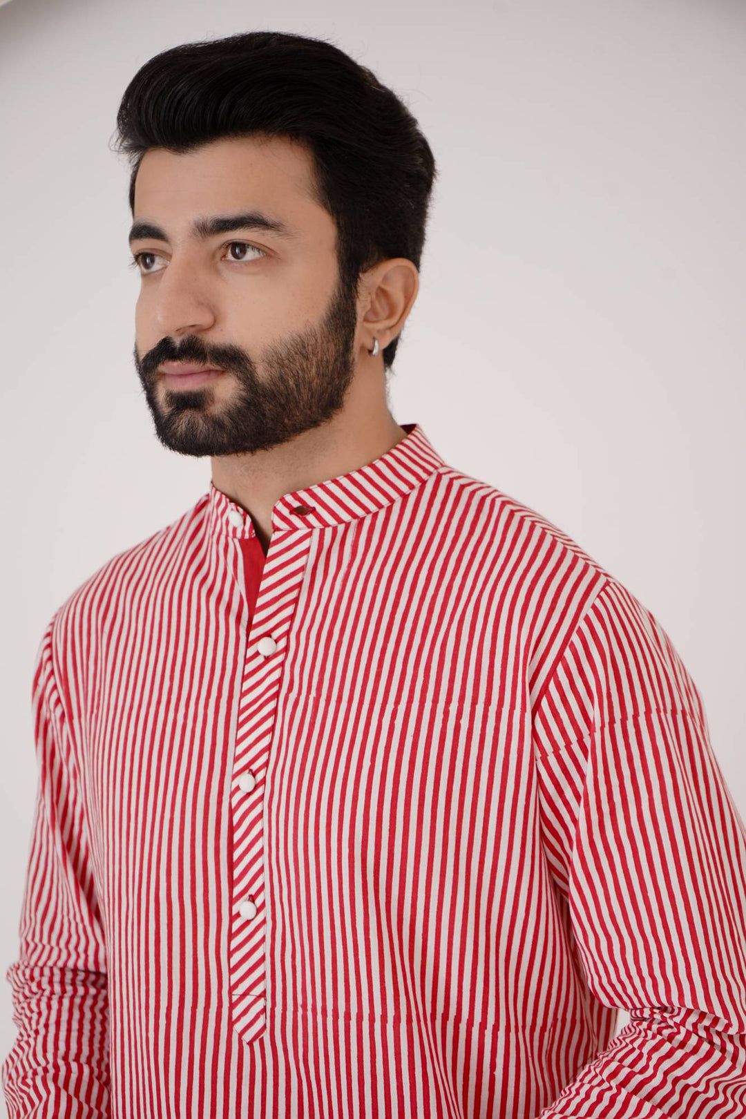 Red Stripe Kurta Set