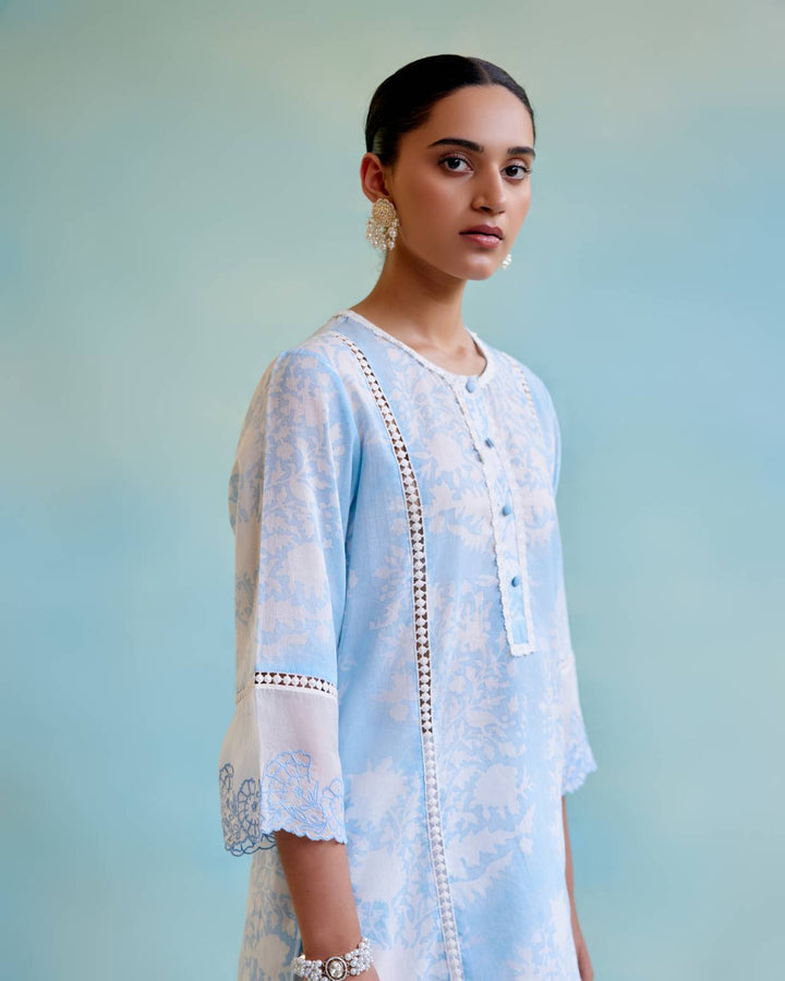 Blue Lily Kurta with Narrow Pants