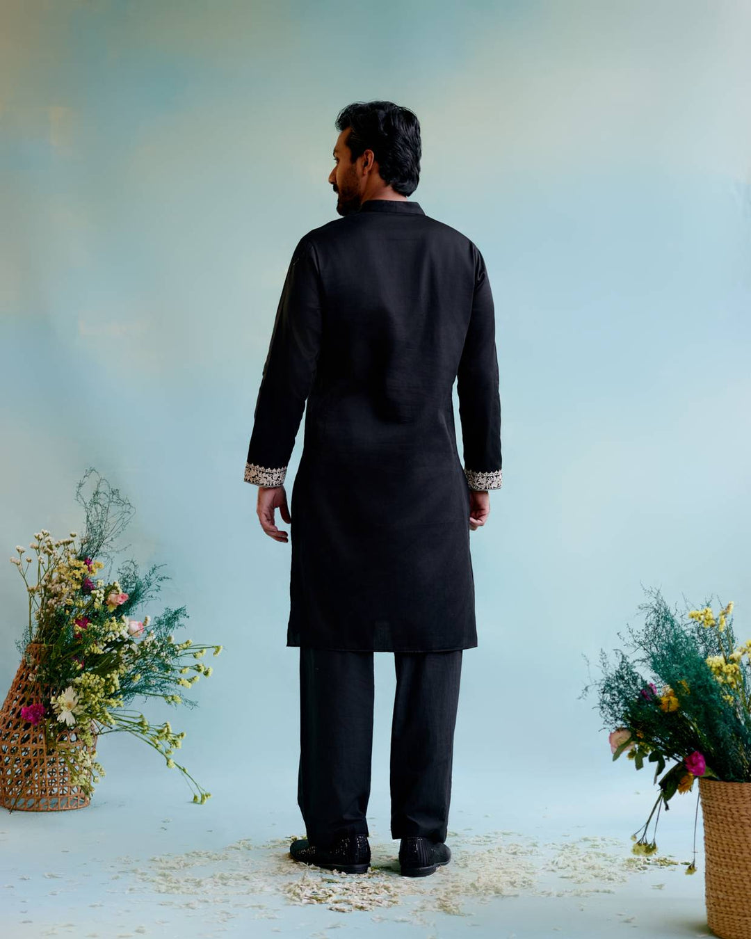 Black Embroidered Kurta with Narrow Pants