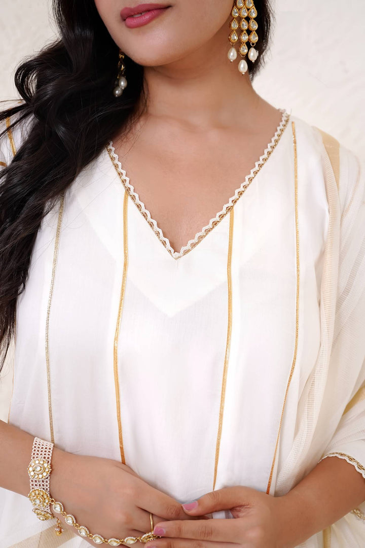 Ivory Rosa Anarkali with Wide Leg Pants