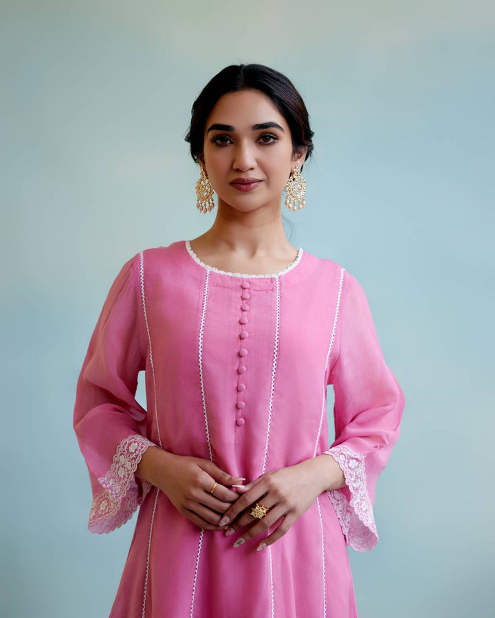 Blush Pink Anarkali with Wide Leg Pants