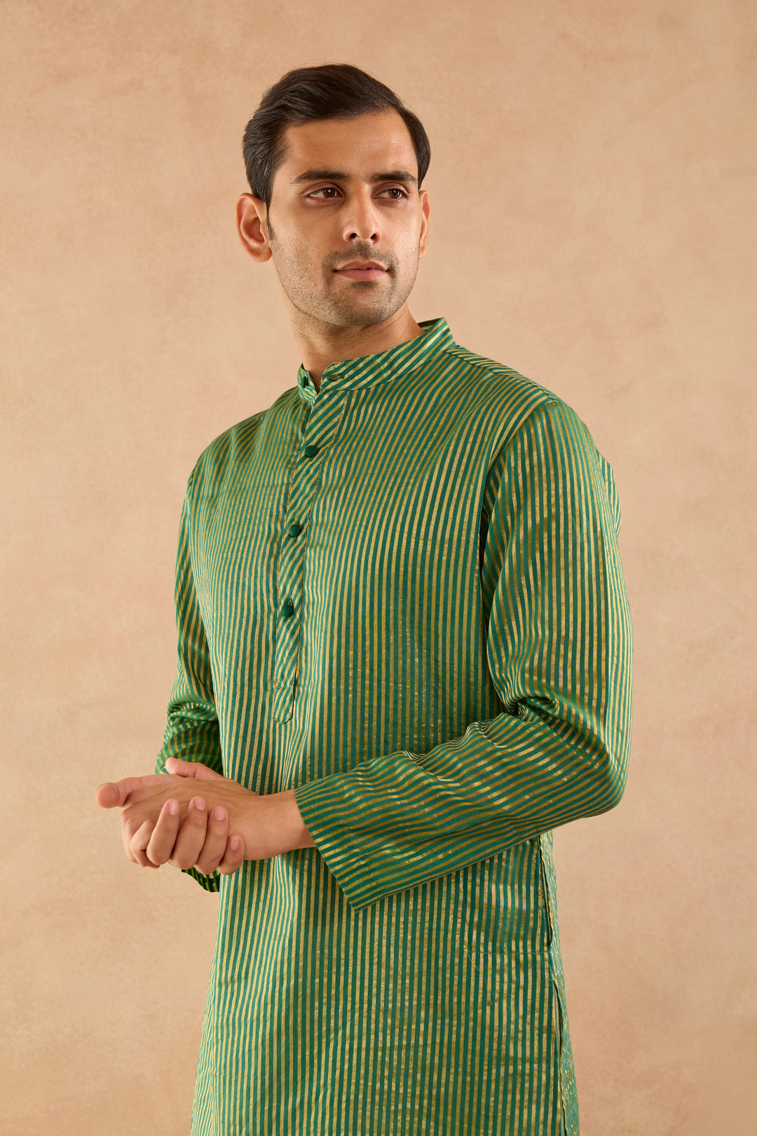 Emerald Lily Chanderi Stripe Kurta