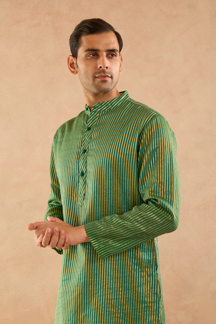 Emerald Lily Chanderi Stripe Kurta