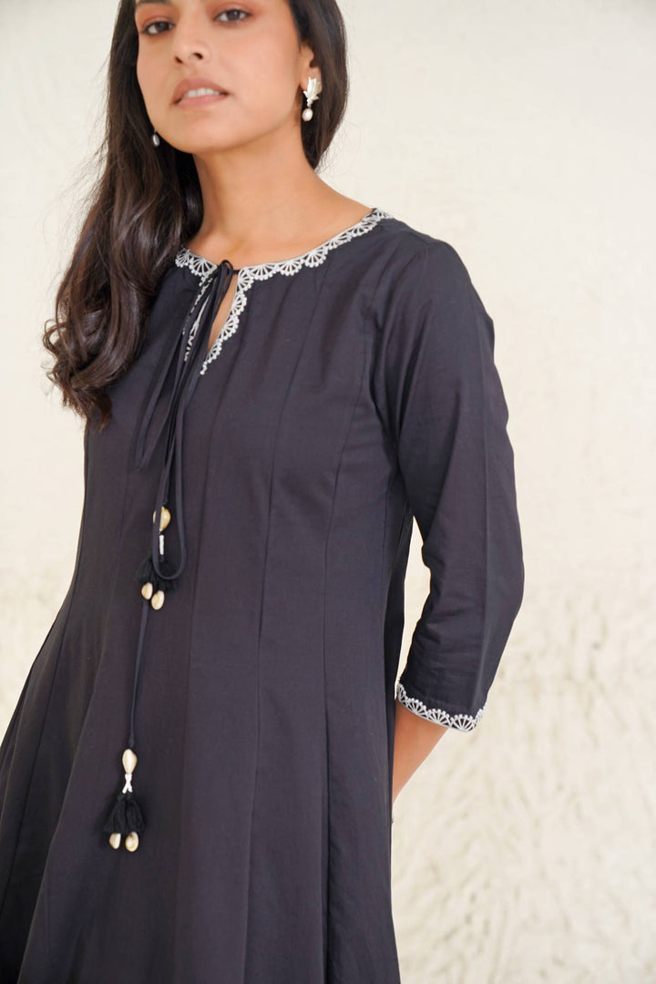 Olive Black Kurta with Pegged Pants