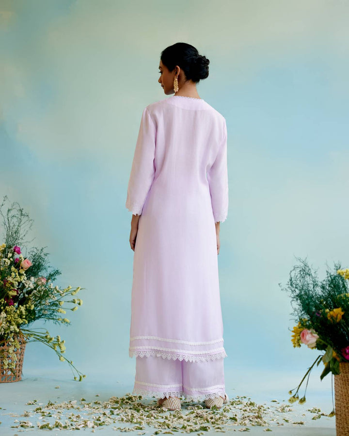 Lilac Pearl Kurta with Wide Leg Pants
