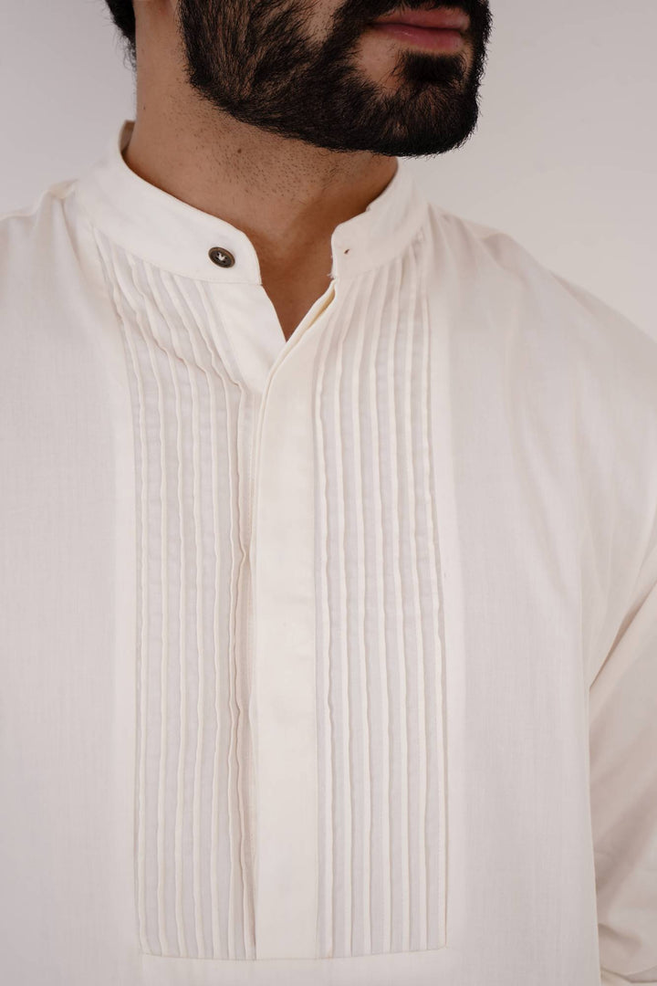 Ivory Pintuck Kurta Set