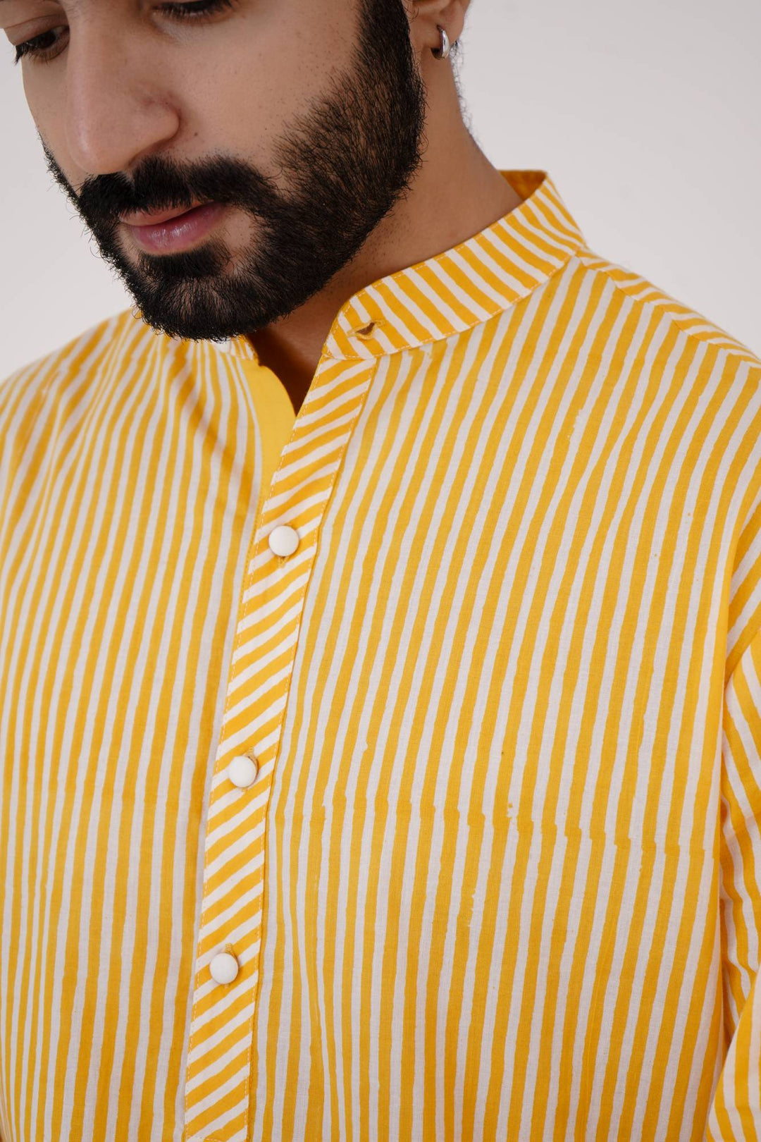Yellow Stripe Kurta Set