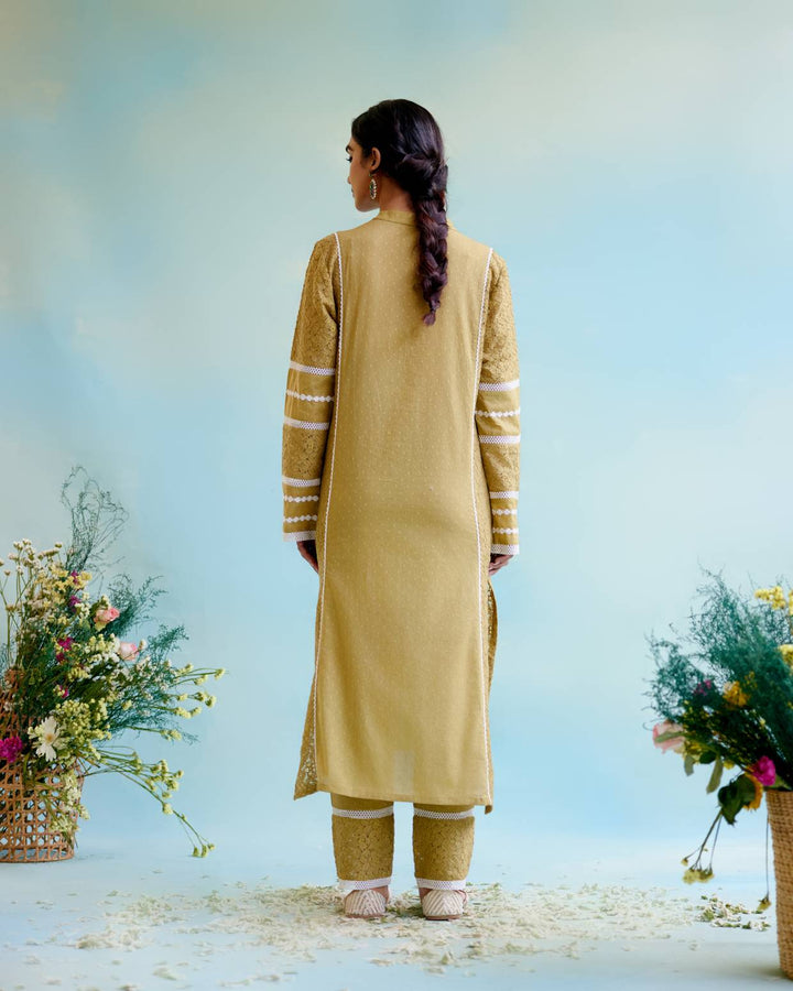 Olive Brown Kurta with Narrow Pants