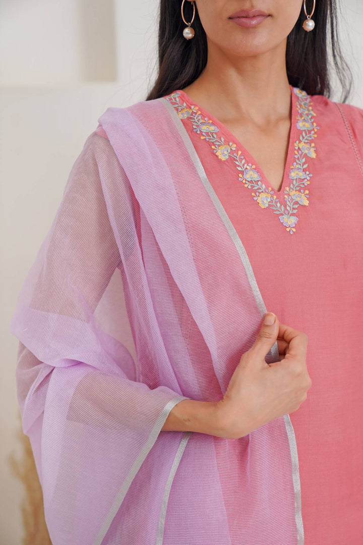 Sunkist Blush Kurta with narrow pants