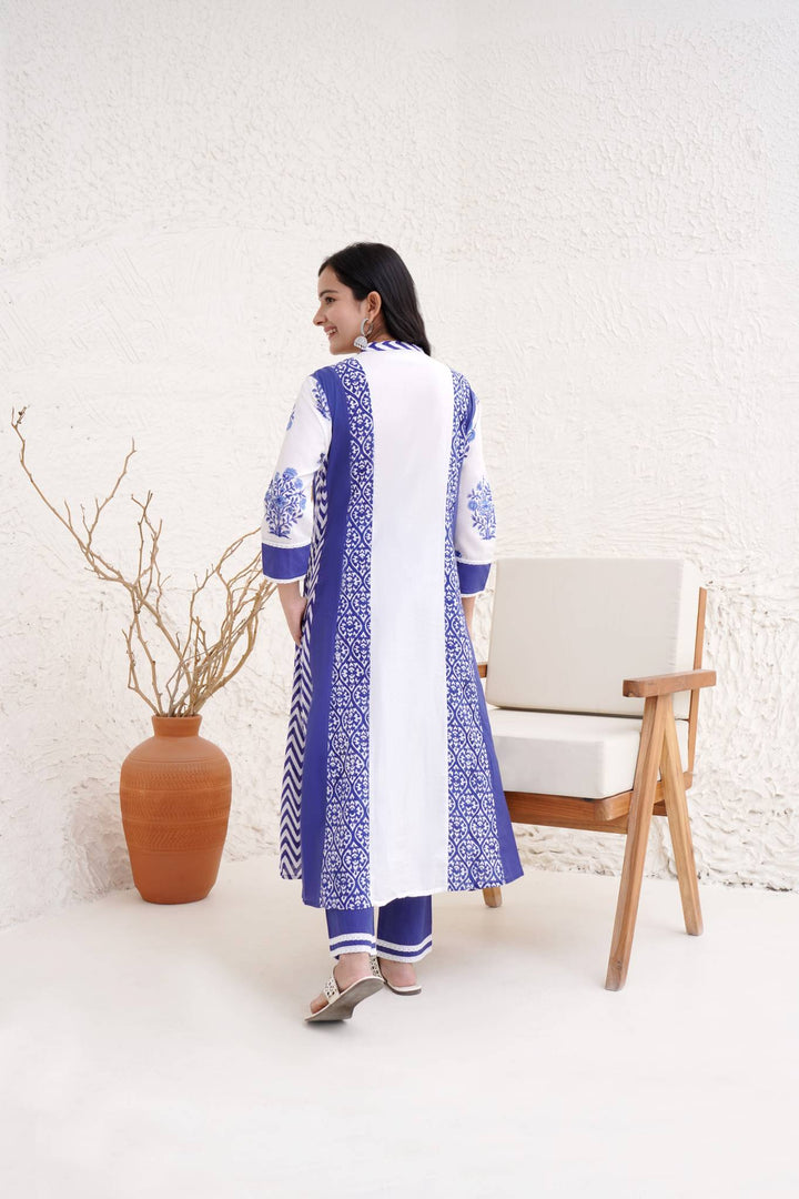 Indigo moroccan kurta with narrow pants