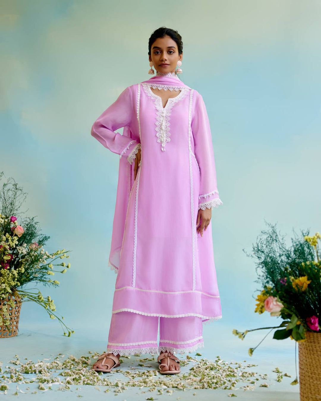 Lilac Glory Anarkali with Wide Leg Pants