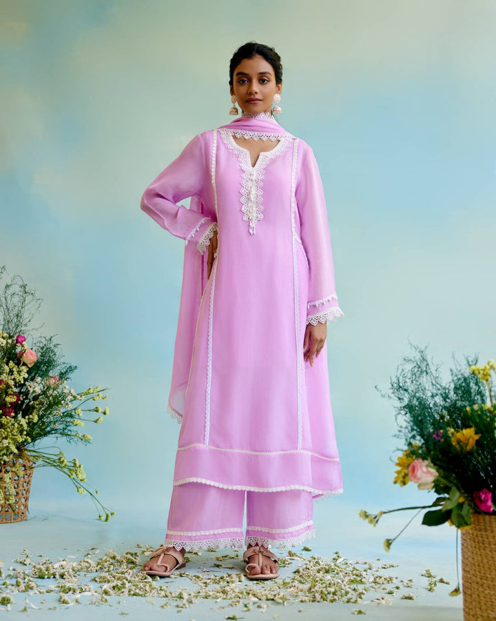 Lilac Glory Anarkali with Wide Leg Pants