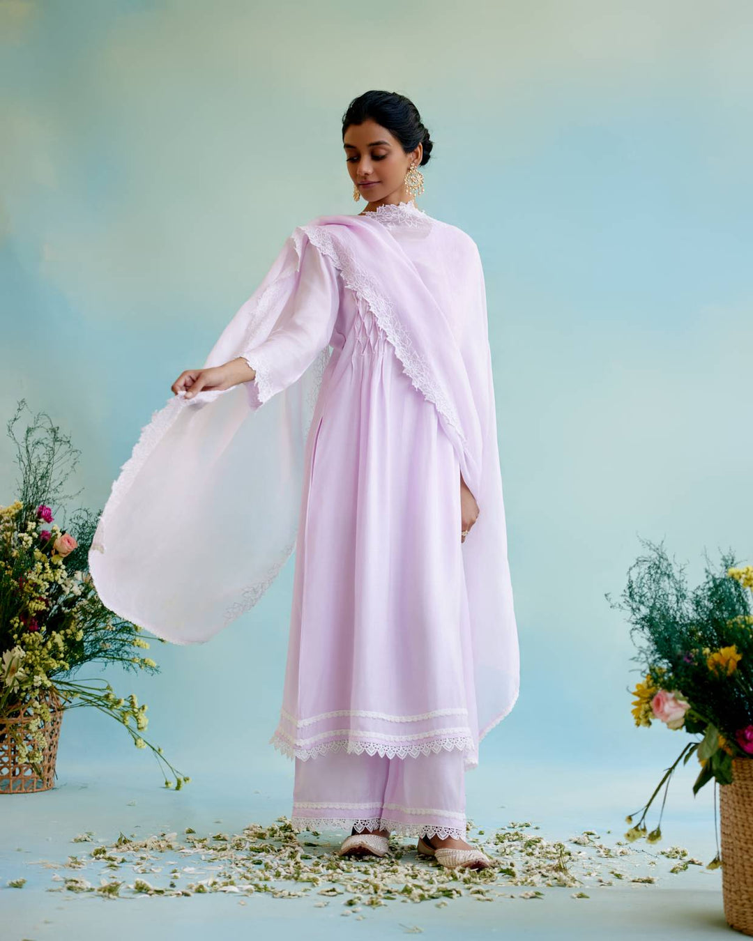 Lilac Pearl Kurta with Wide Leg Pants