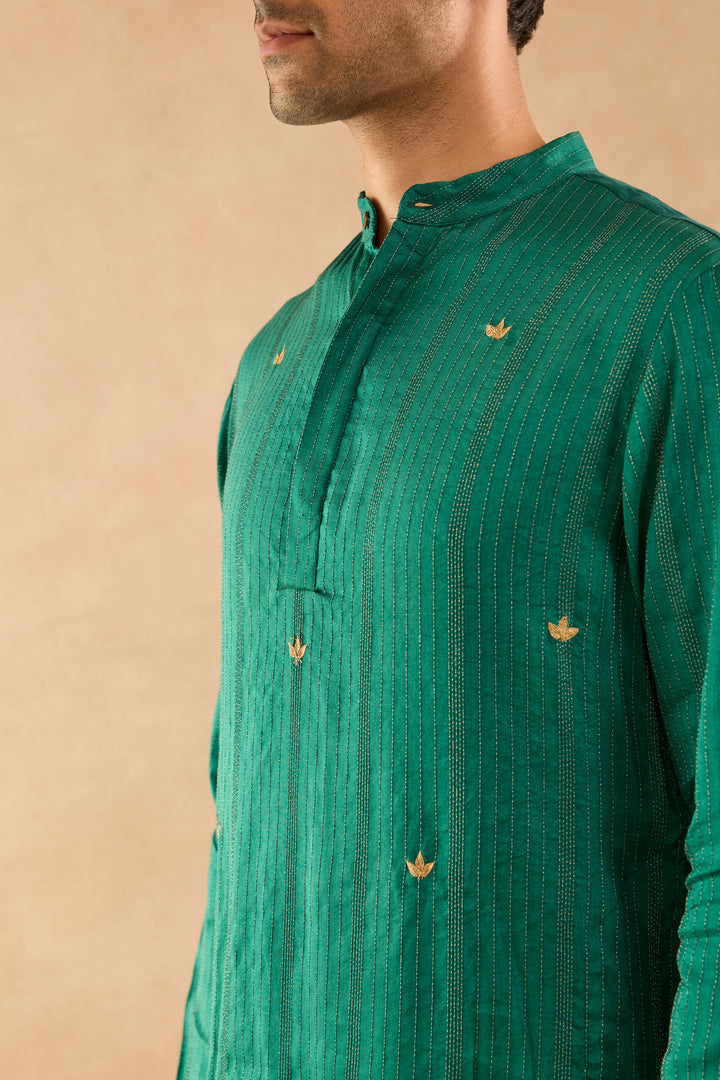 Green Dori Silk Chanderi Kurta