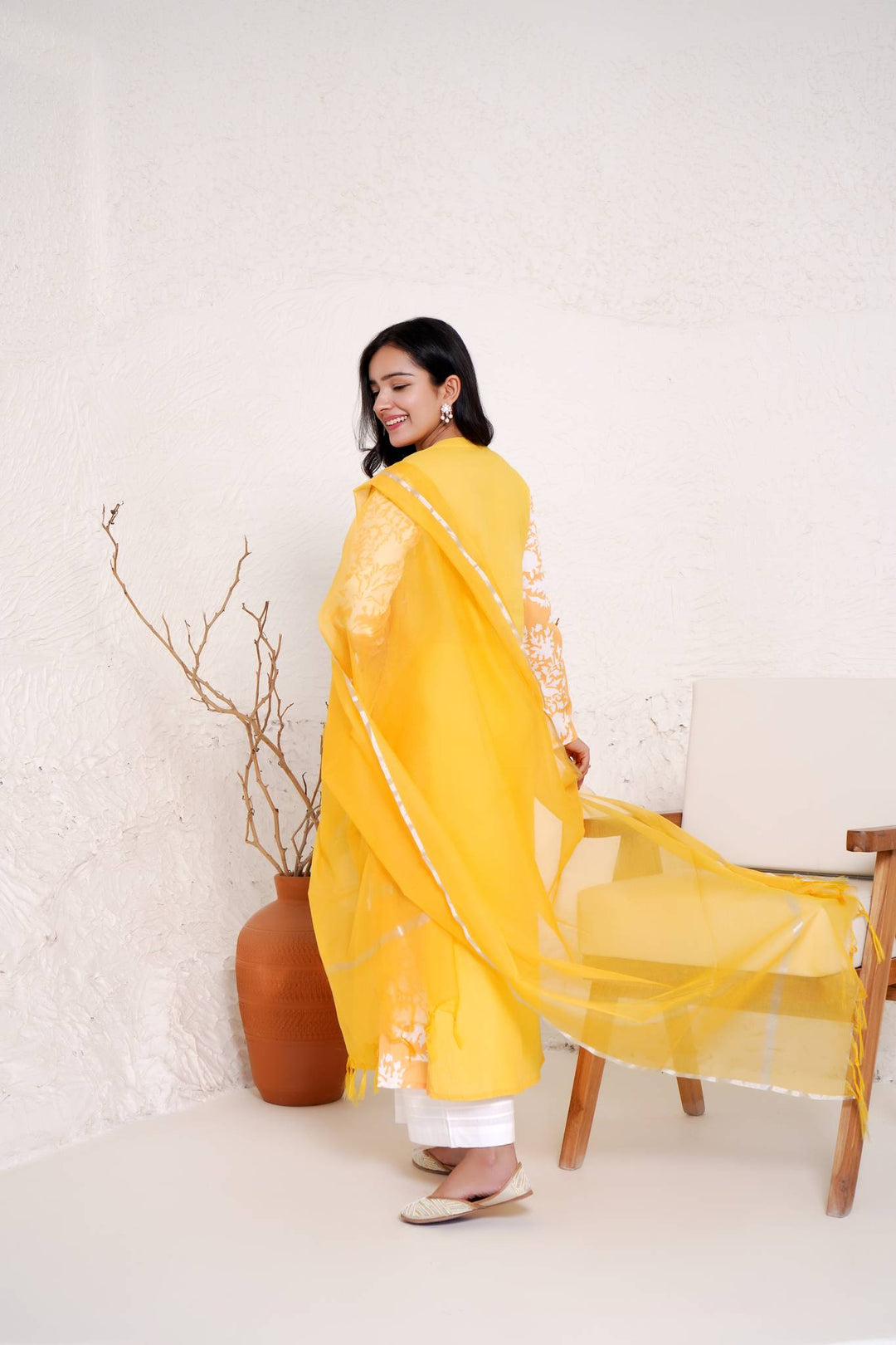 Sunflower Charm Kurta with Wide Leg Pants