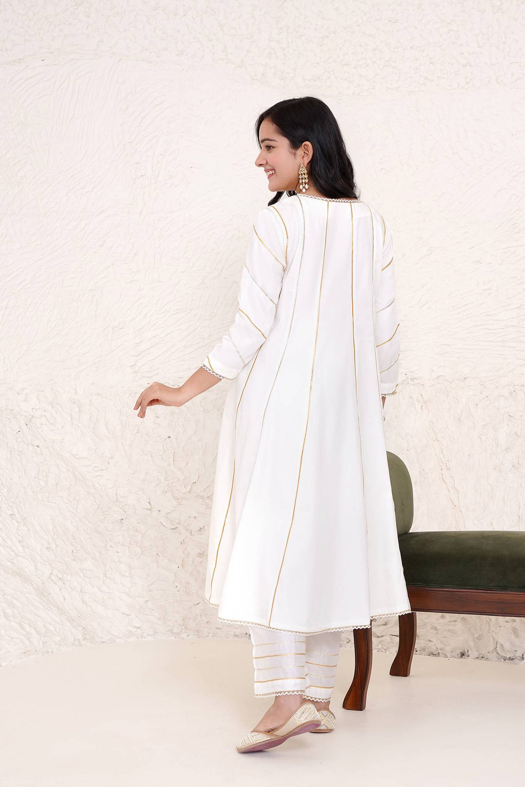 Ivory Rosa Anarkali with Wide Leg Pants