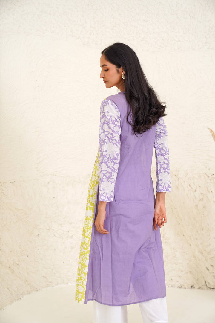 Lilac Lime Kurta with Wide Leg Pants