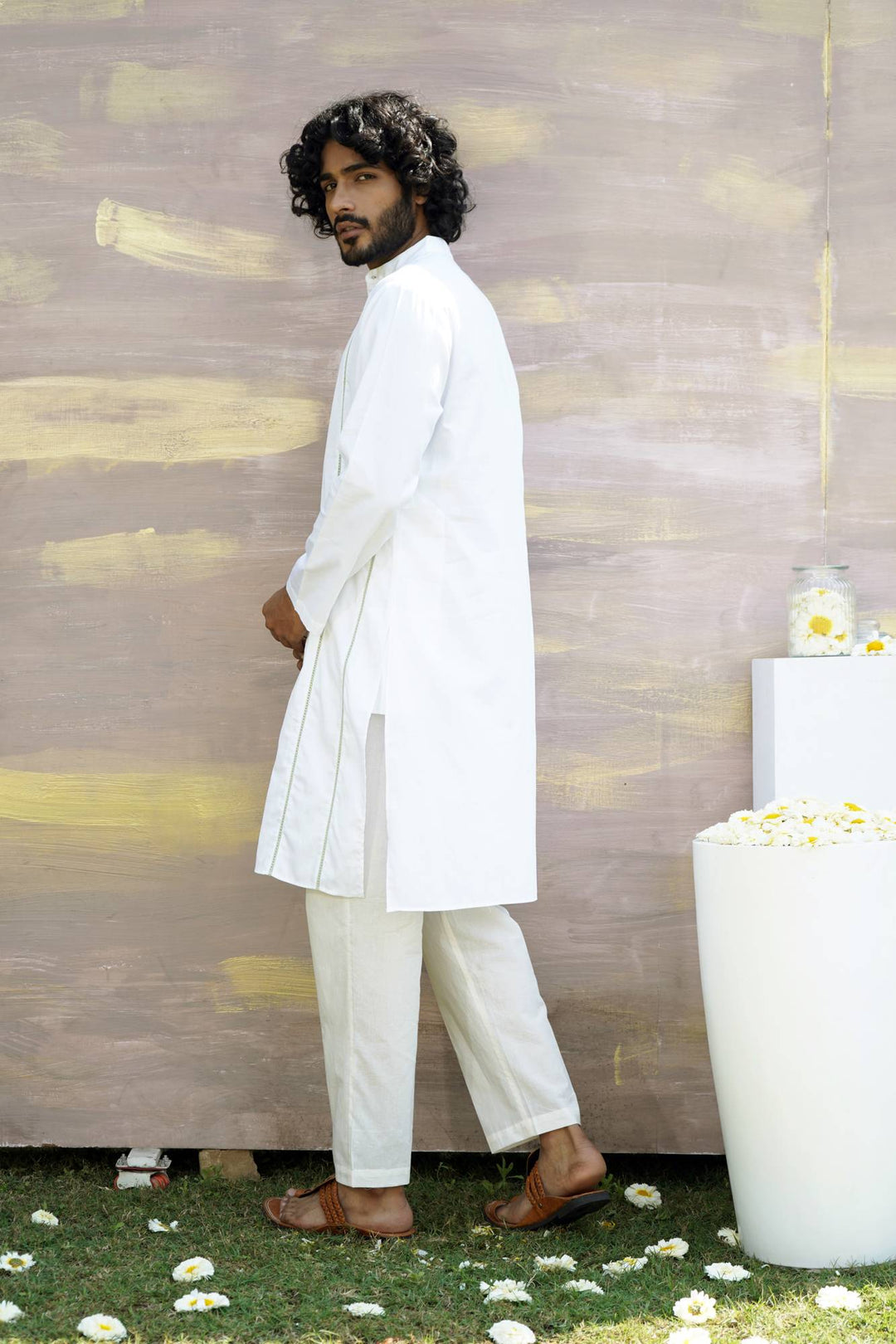 Mint Vanilla Kurta Set For Men