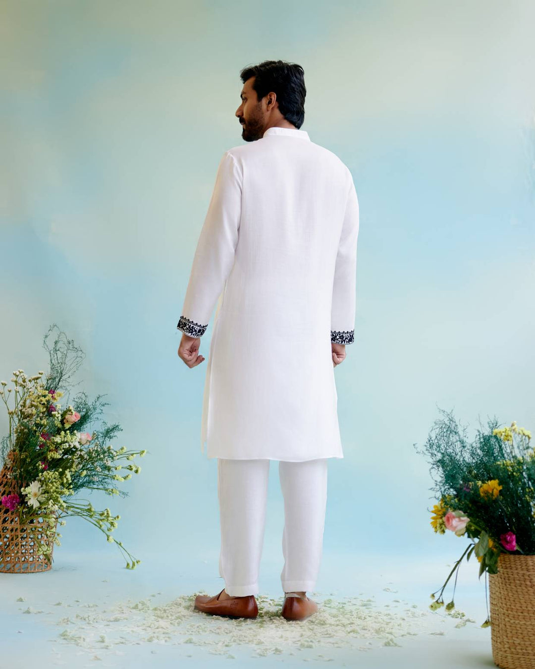 White Embroidered Kurta with Narrow Pants