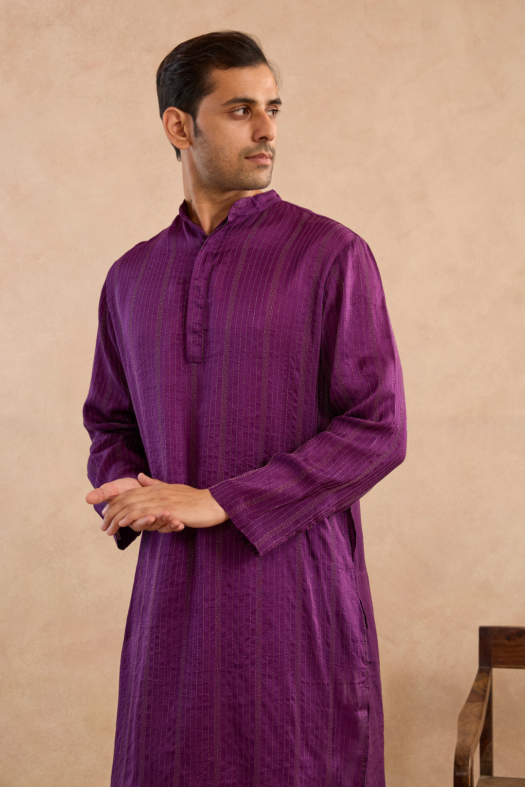 Royal Iris Silk Chanderi Kurta