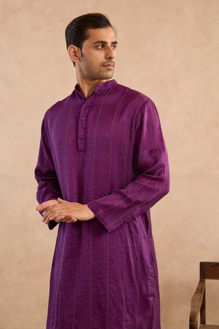 Royal Iris Silk Chanderi Kurta