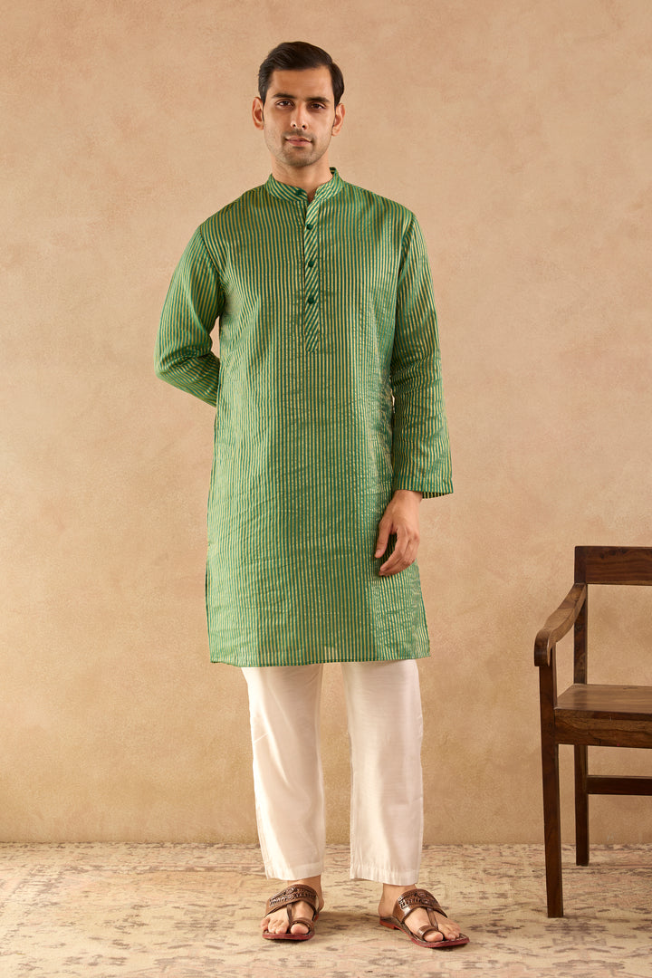 Emerald Lily Chanderi Stripe Kurta