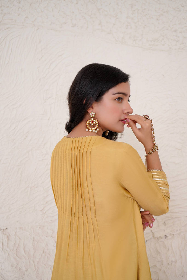 Pearl Gold Kurta with Wide Leg Pants